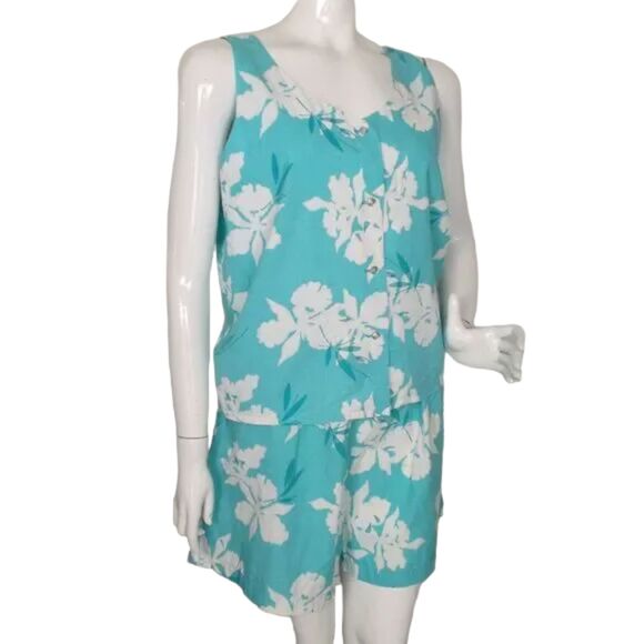 MADE in HAWAII Vintage Set/Top (XL), Shorts (L), Floral print, Sleeveless, 2pc - Picture 2 of 15